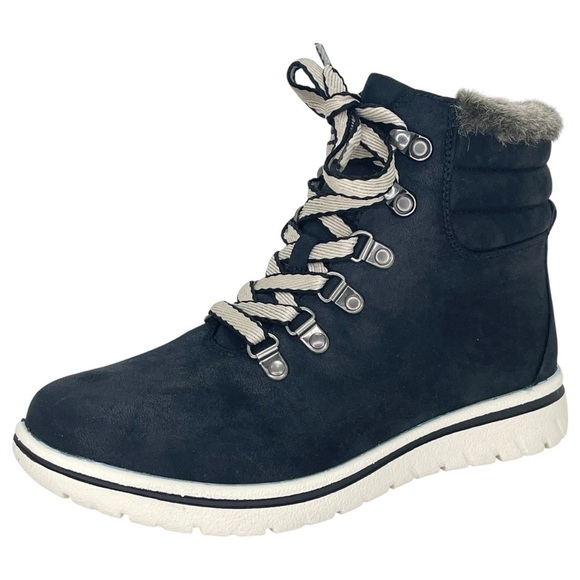 Cliffs White Mountain Hallett Black Fur Trim Womens Ankle Boots Size 7.5M - Picture 2 of 11